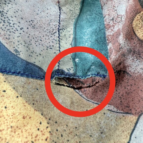 90's VTG CITY STREETS Vintage 100% Silk Abstract Art Print Button Shirt Mens M - Picture 11 of 11